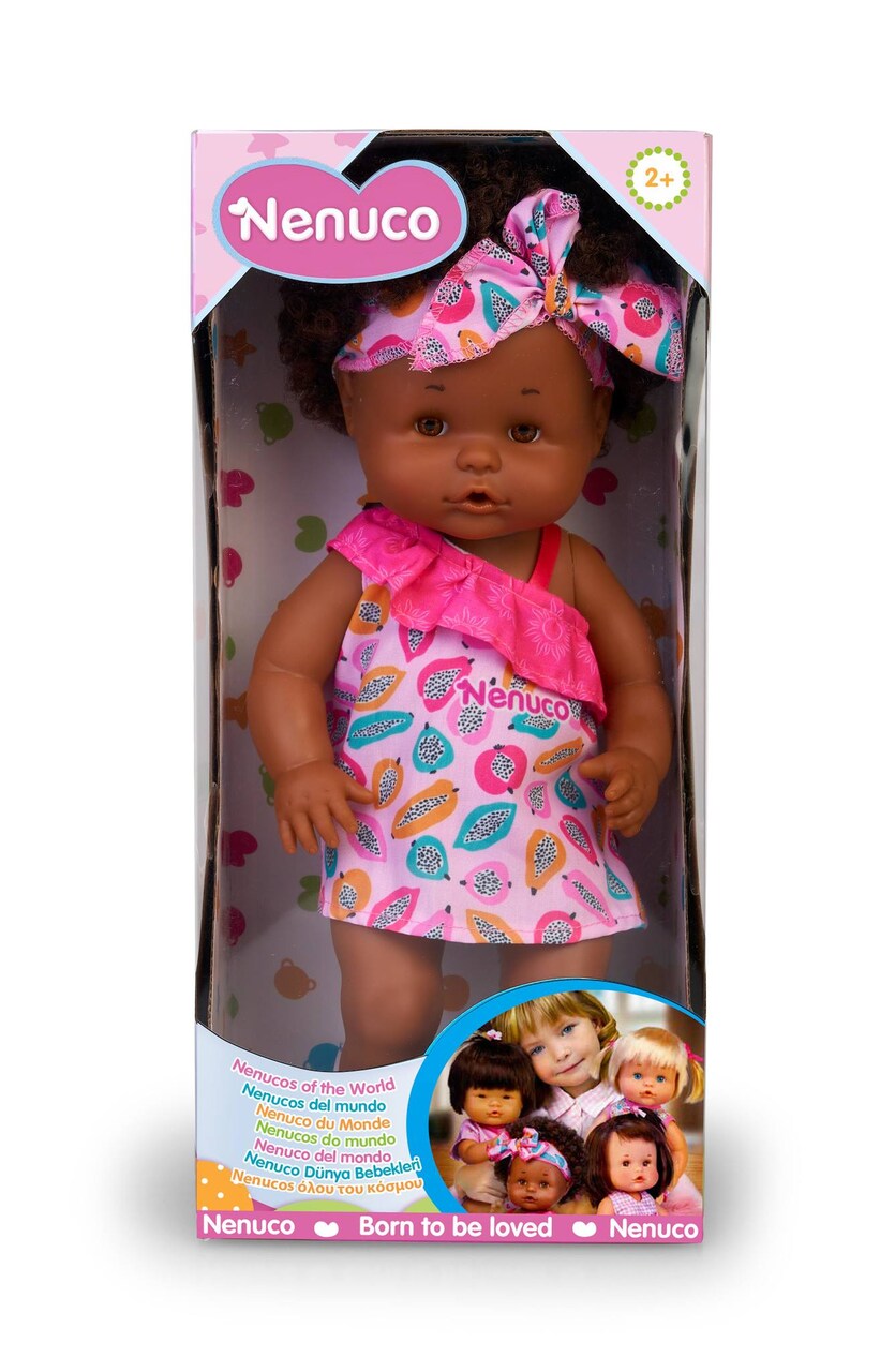 Nenucos of the World African Baby Doll Dark Skin Tone with Brown